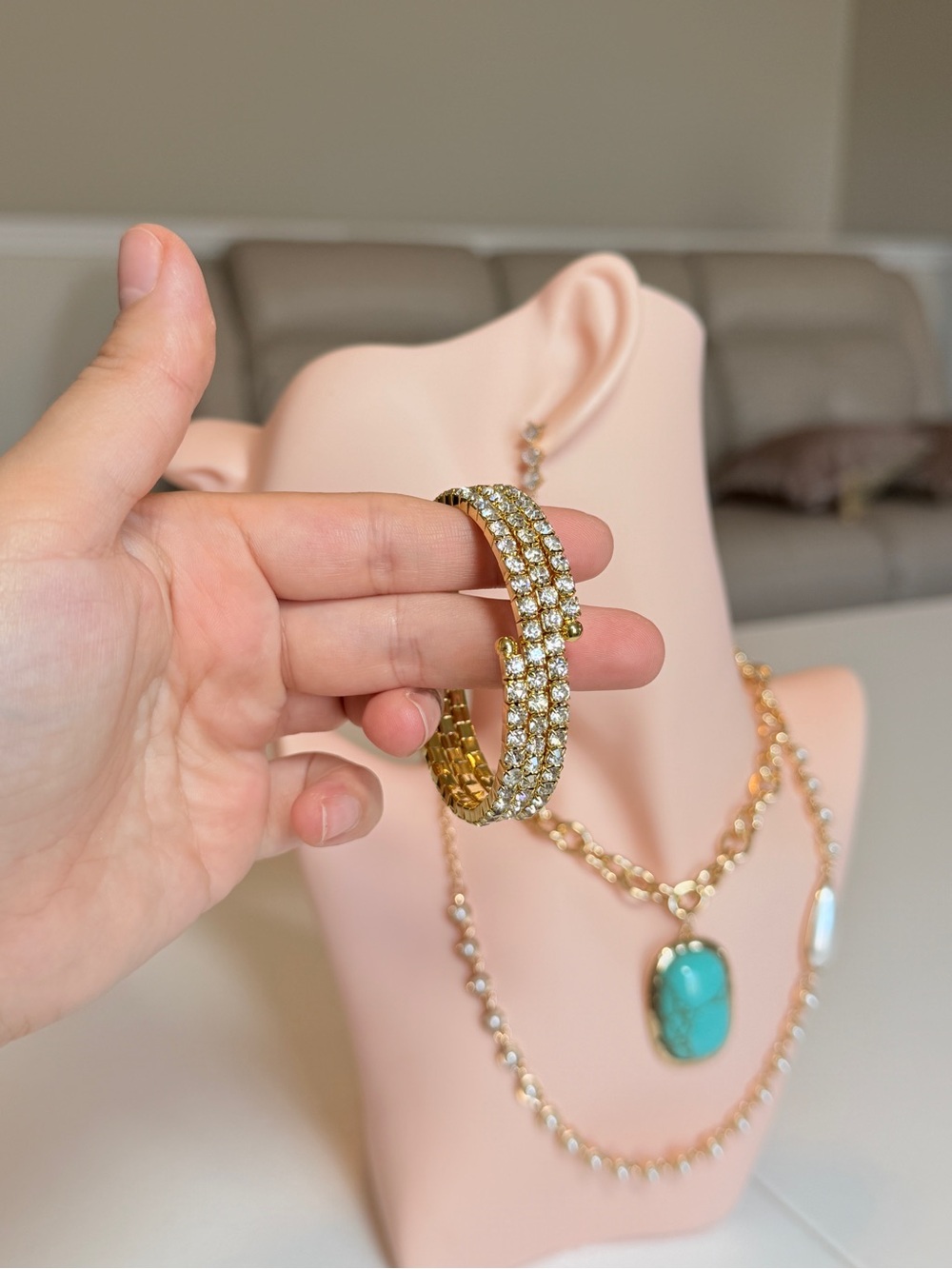 Gold Crystal Bracelet - Elegant Women's Jewelry - Picture 8 of 12